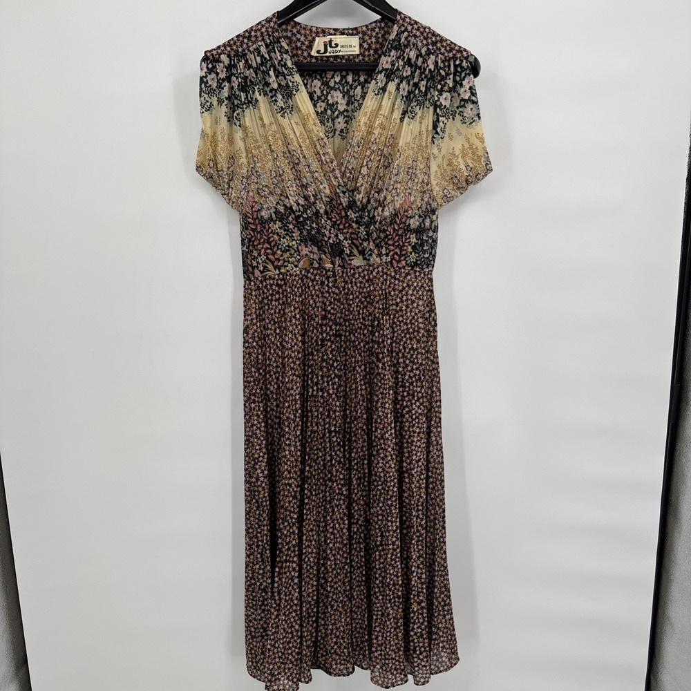 JODY T OF CALIFORNIA Vintage 70s Floral Prairie Midi Sheer Dress Bohemian
